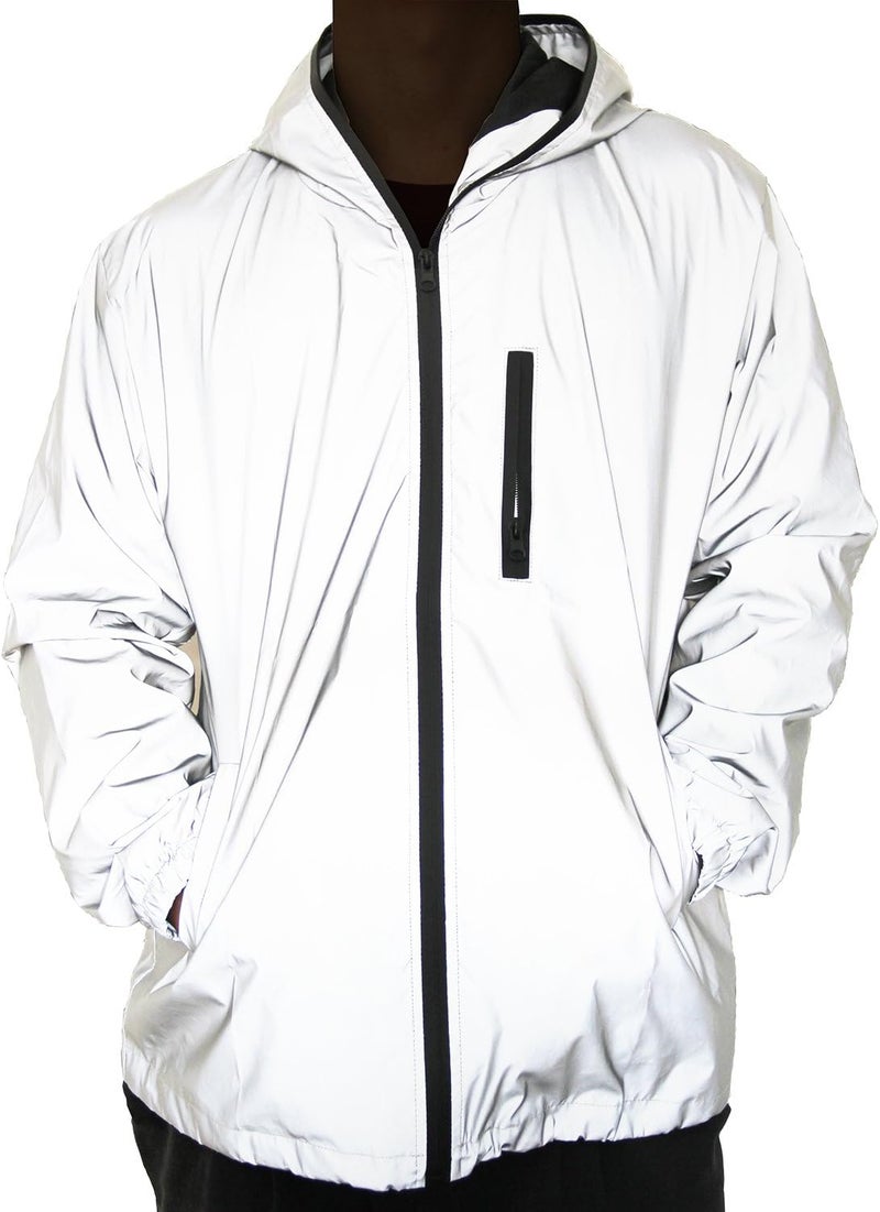 fangfei Reflective Coat Hooded Windbreaker Fashion Runing Pocket Jacket - Image 1